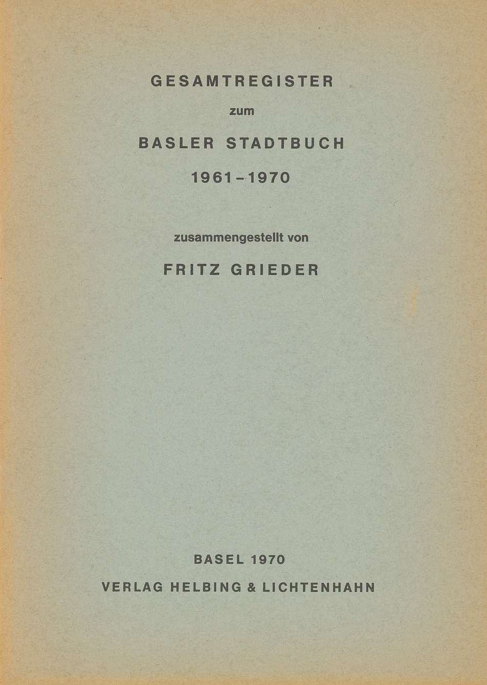 Cover Basler Stadtbuch 1970