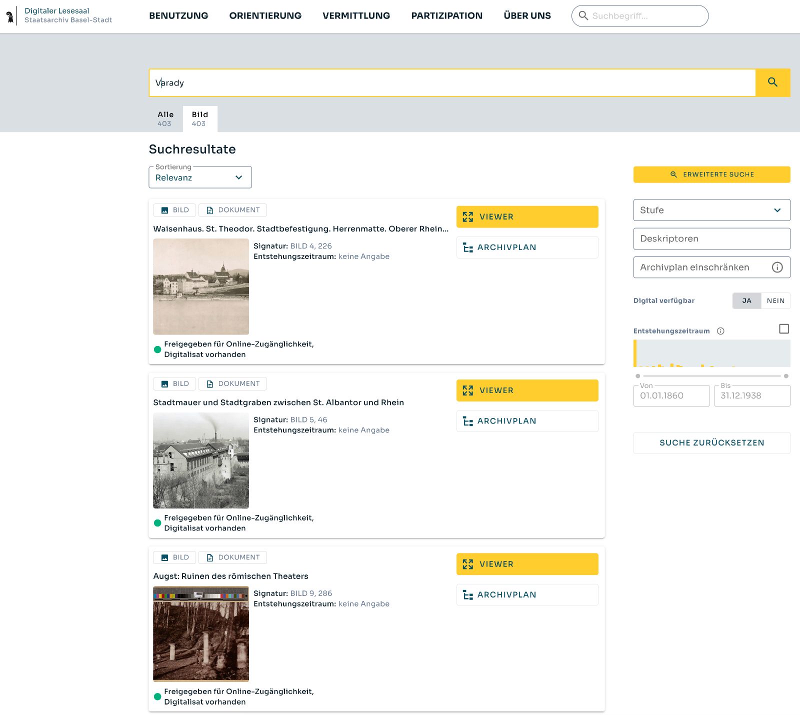 Screenshot Digitaler Lesesaal Staatsarchiv Basel-Stadt – {source?html}