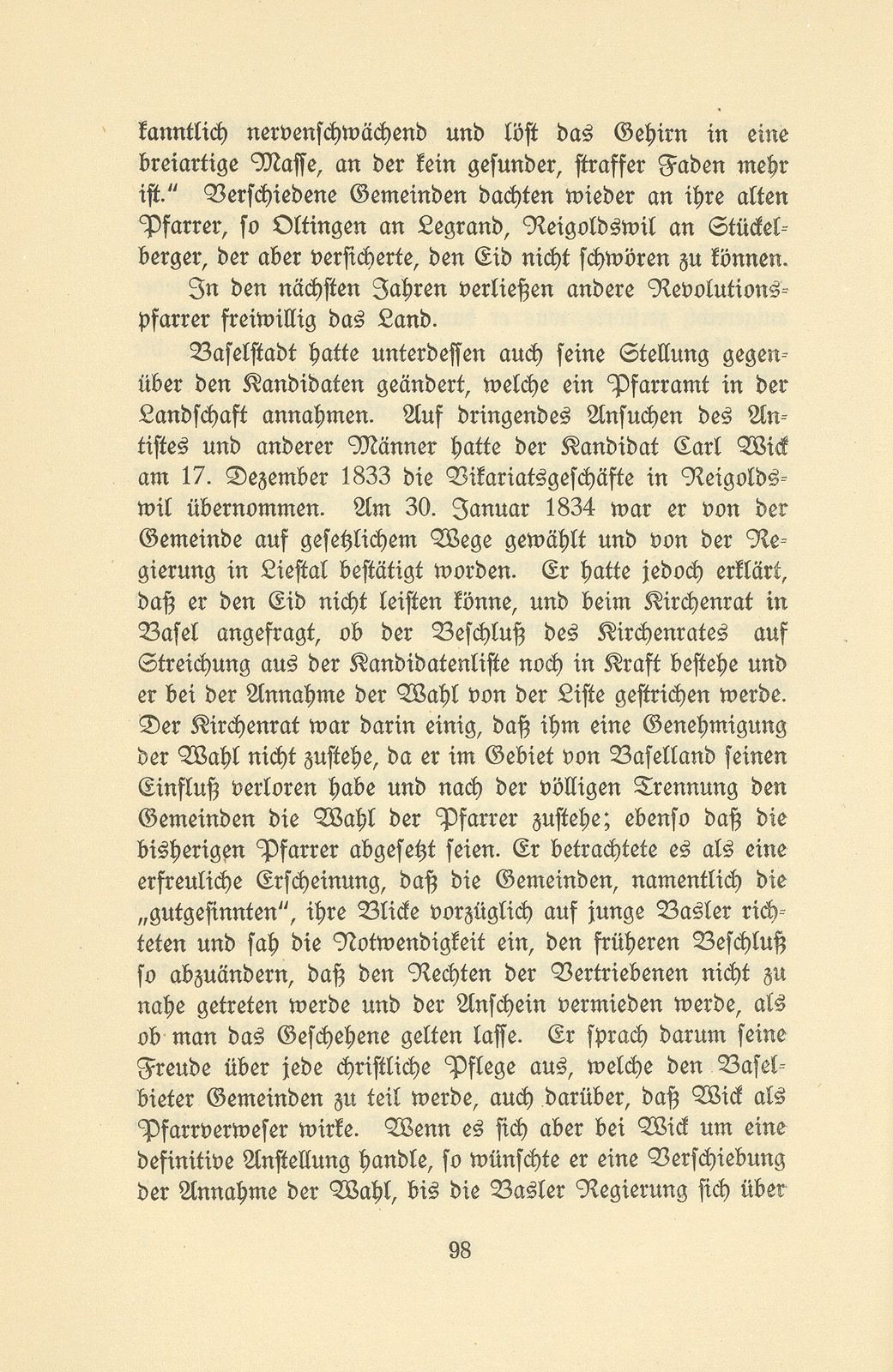 Die Pfarrer im Baselbiet in der Zeit der Trennung von Basel-Stadt – Seite 42