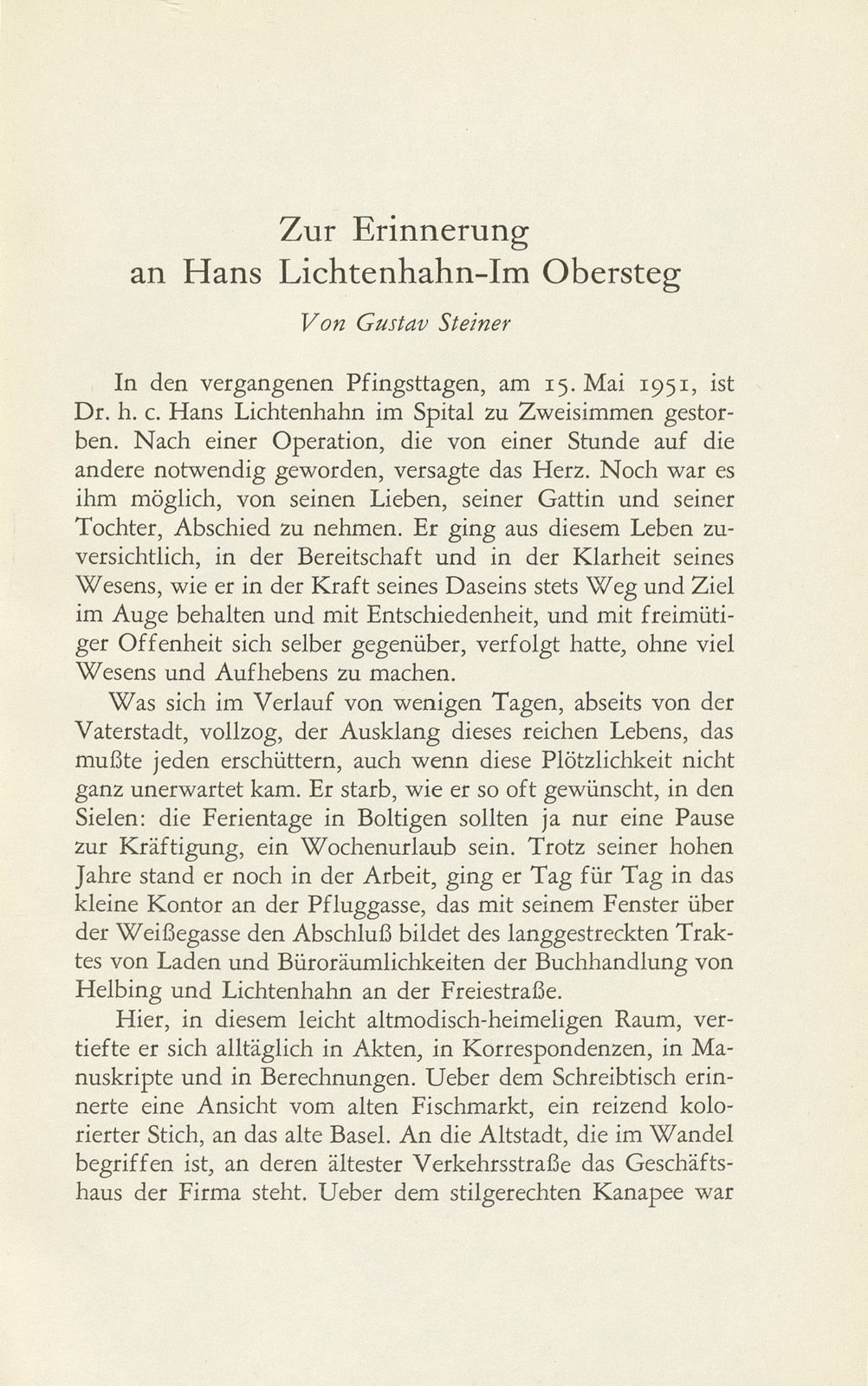 Zur Erinnerung an Hans Lichtenhahn-Im Obersteg – Seite 1