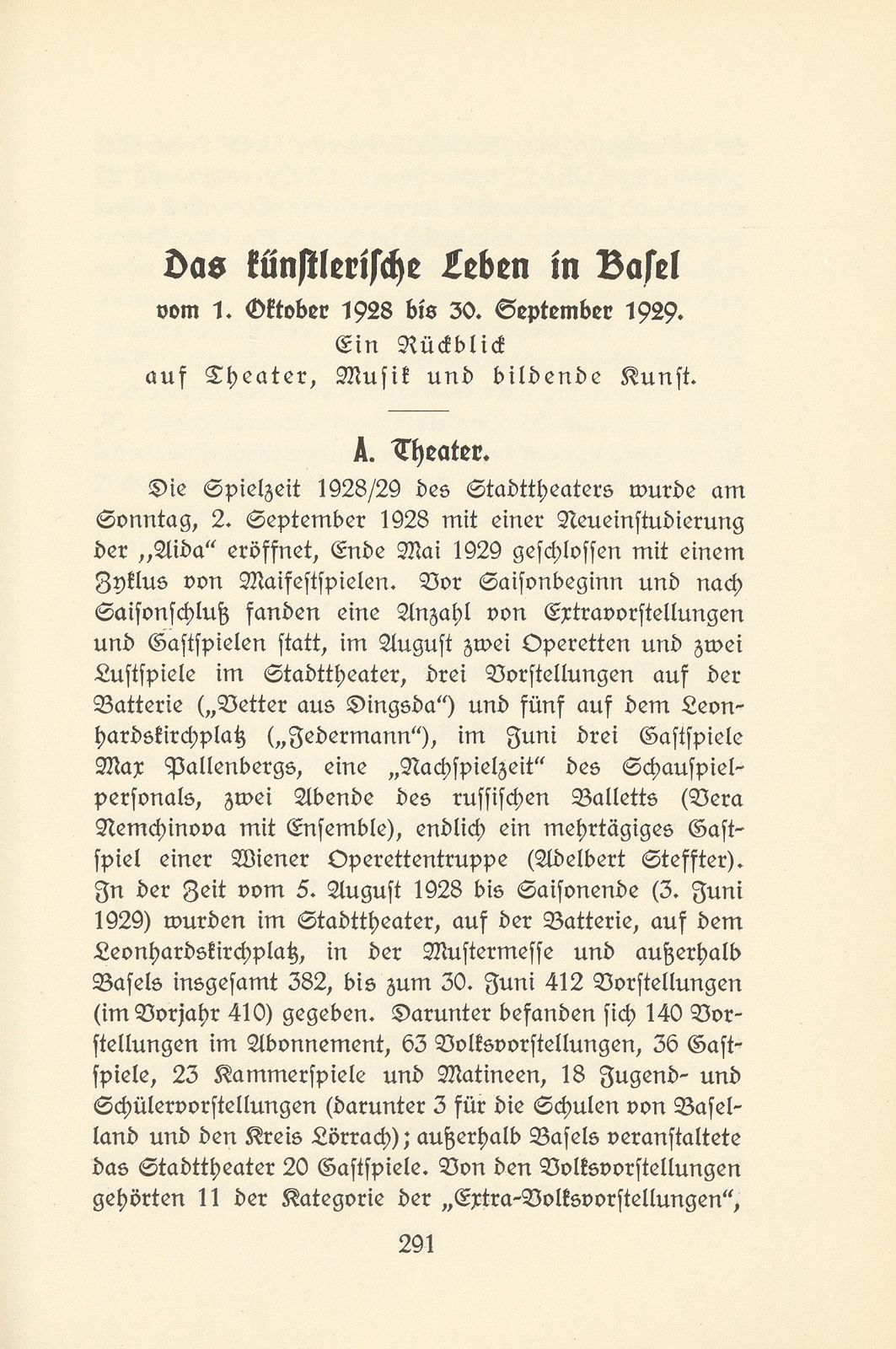 Das künstlerische Leben in Basel vom 1. Oktober 1928 bis 30. September 1929 – Seite 1