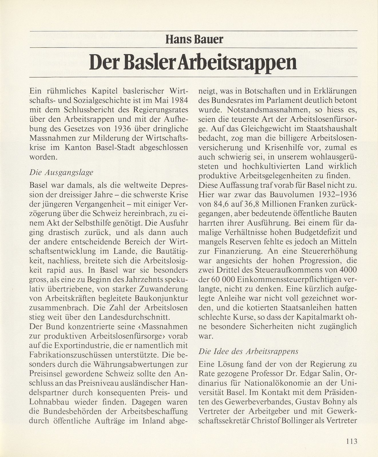 Der Basler Arbeitsrappen – Seite 1