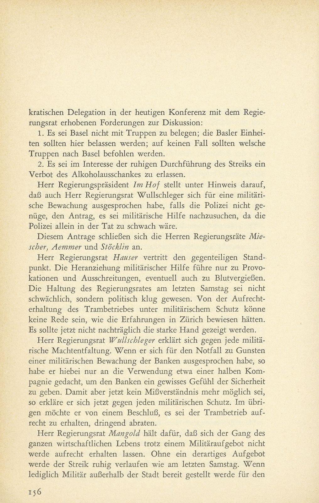 Aus den Protokollen des Basler Regierungsrates zum Landesstreik 1918 – Seite 15