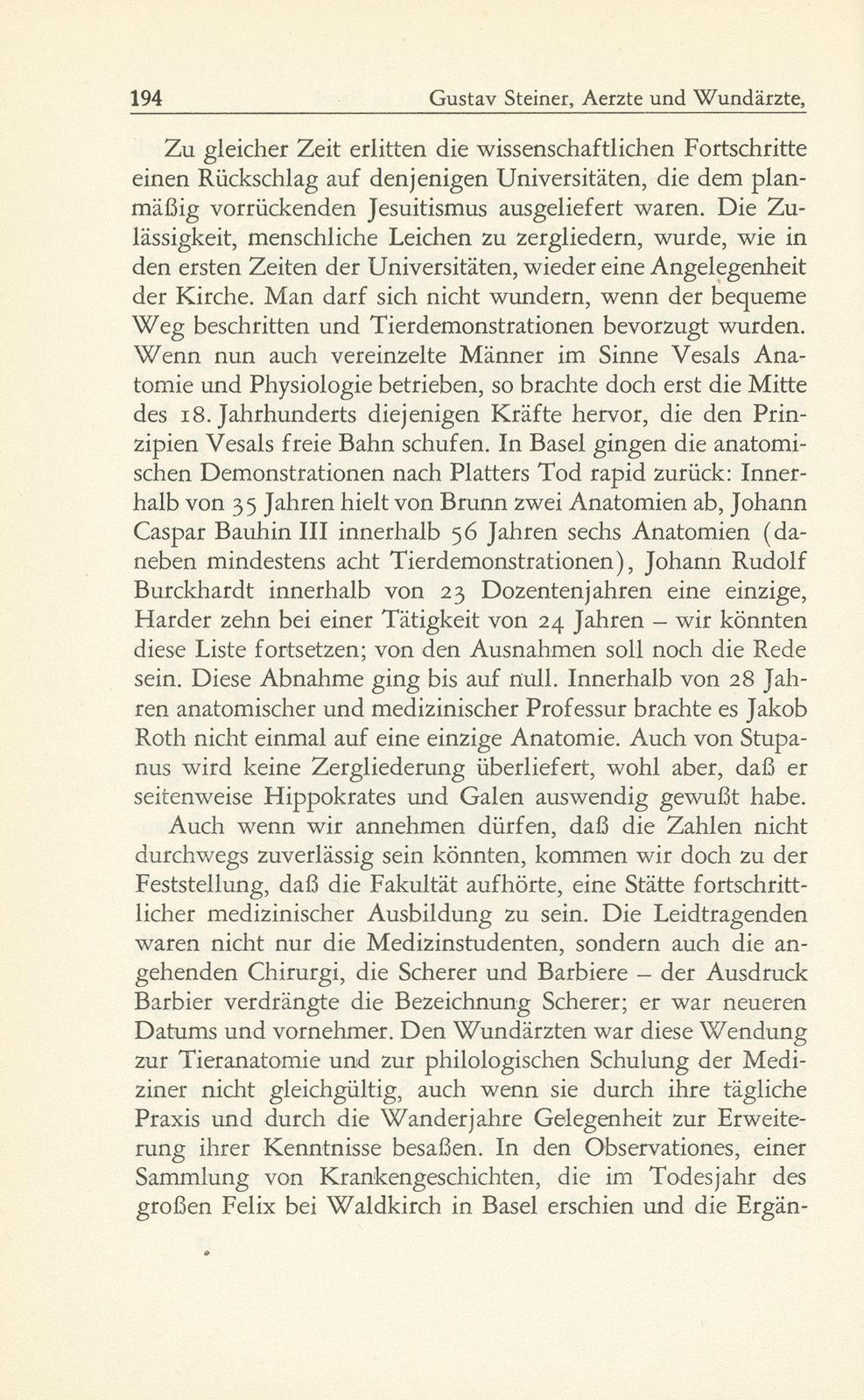 Ärzte und Wundärzte, Chirurgenzunft und medizinische Fakultät in Basel – Seite 18