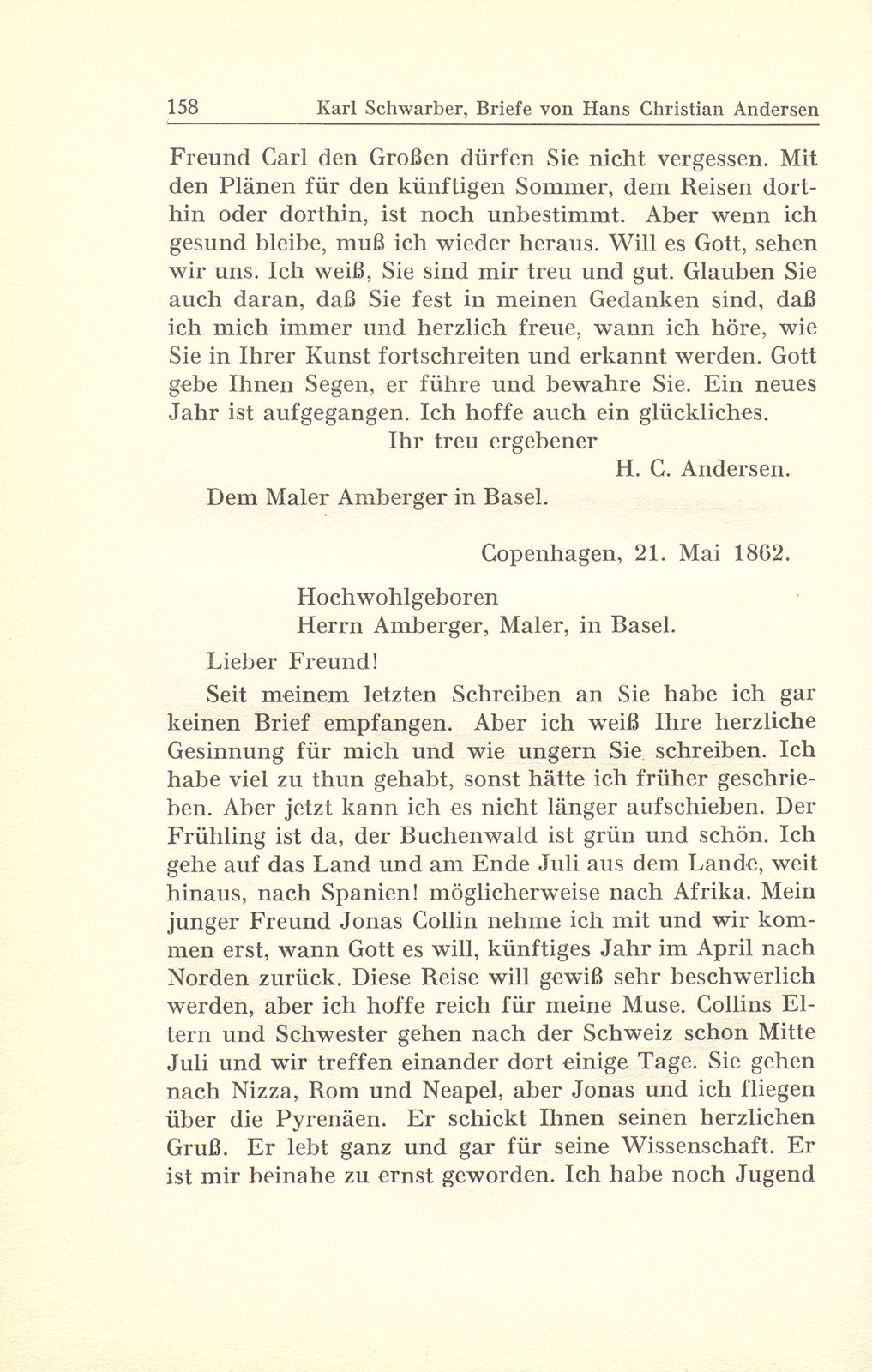 Briefe des Märchendichters Hans Christian Andersen an den Basler Kunstmaler Gustav Adolf Amberger – Seite 19