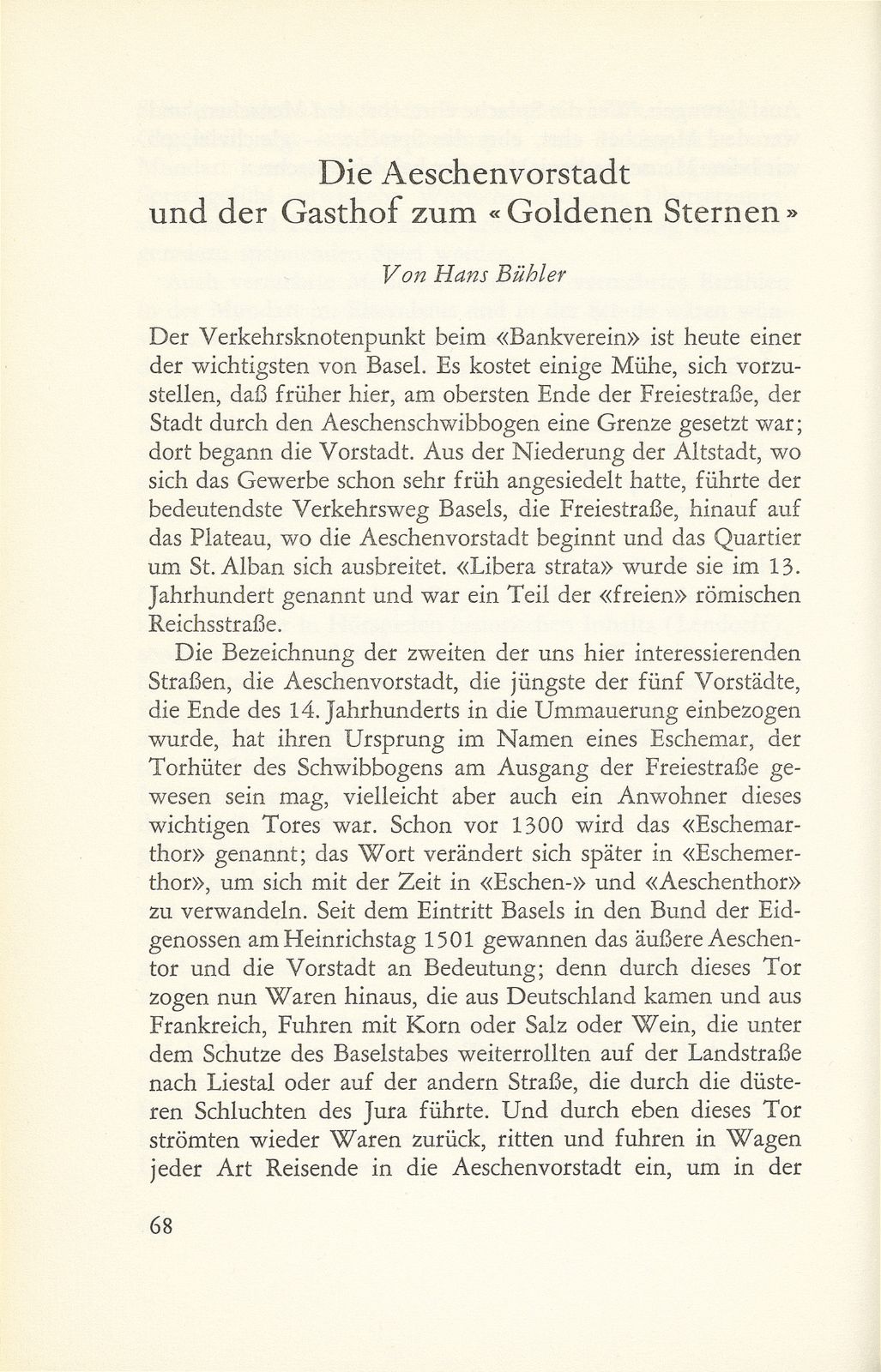 Die Aeschenvorstadt und der Gasthof zum ‹Goldenen Sternen› – Seite 1