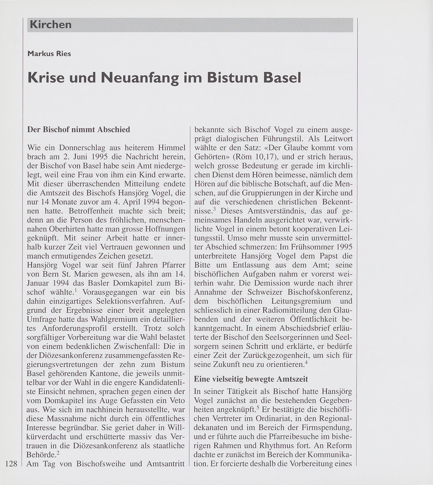 Krise und Neuanfang im Bistum Basel – Seite 1