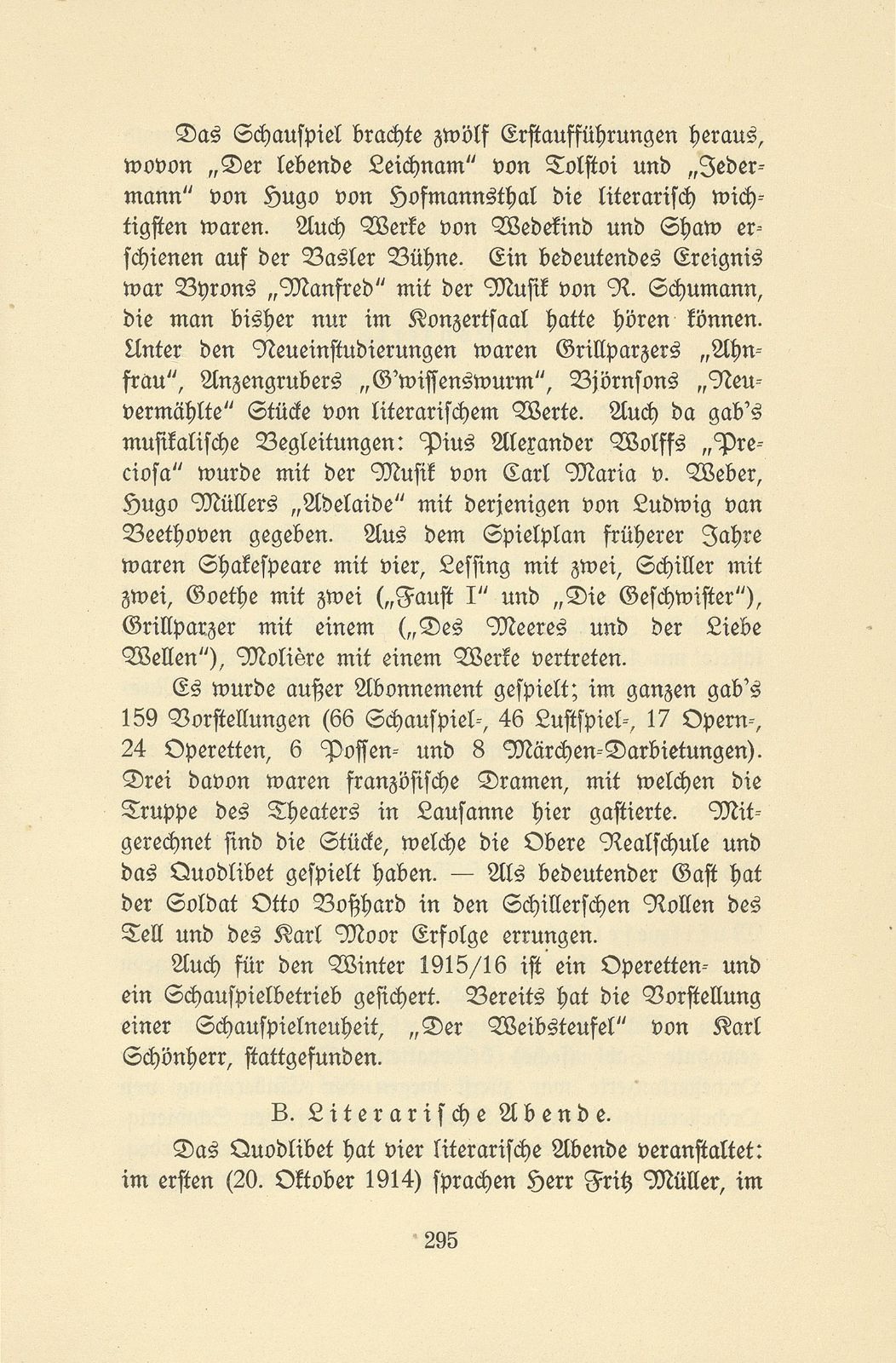 Das künstlerische Leben in Basel vom 1. November 1914 bis 31. Oktober 1915 – Seite 1