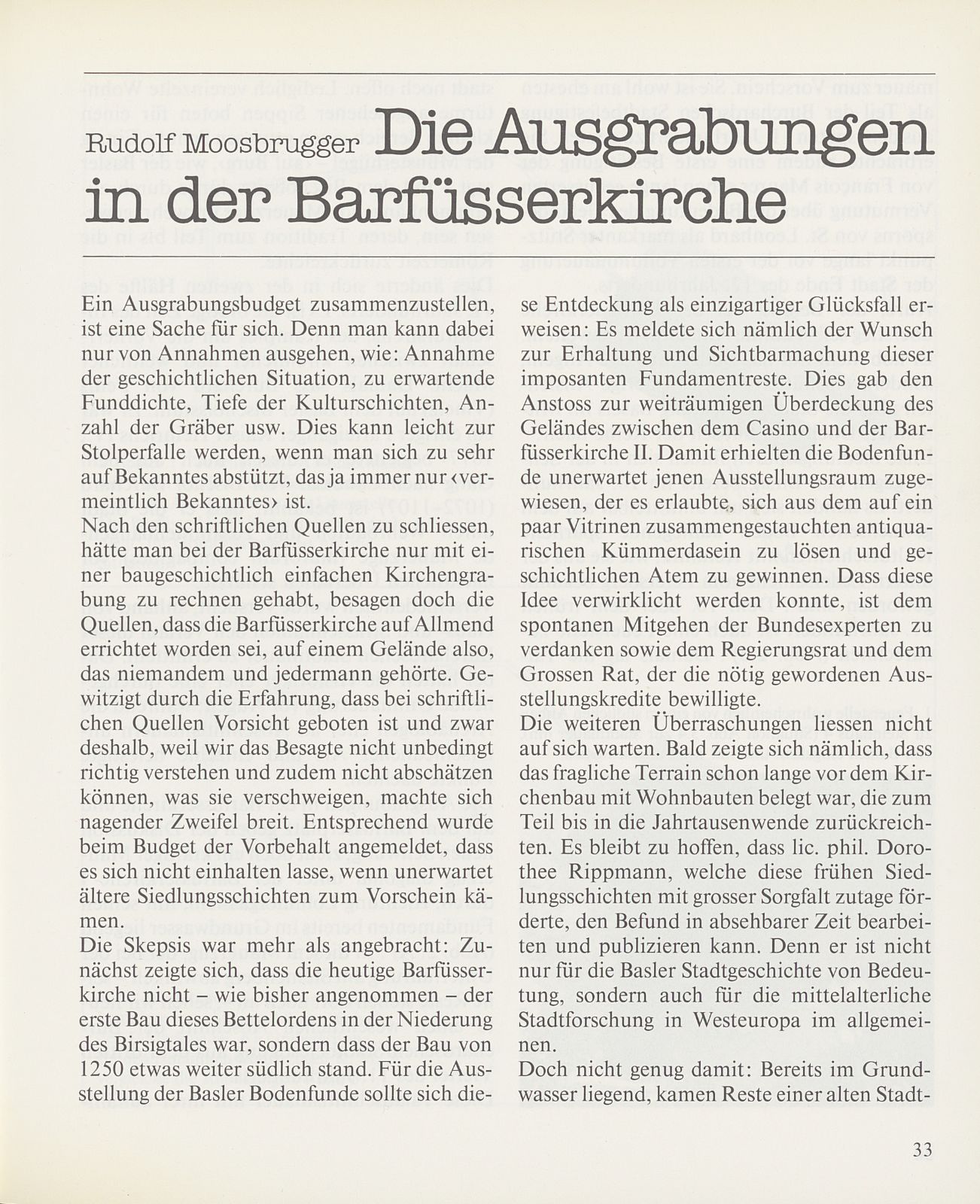 Die Ausgrabungen in der Barfüsserkirche – Seite 1