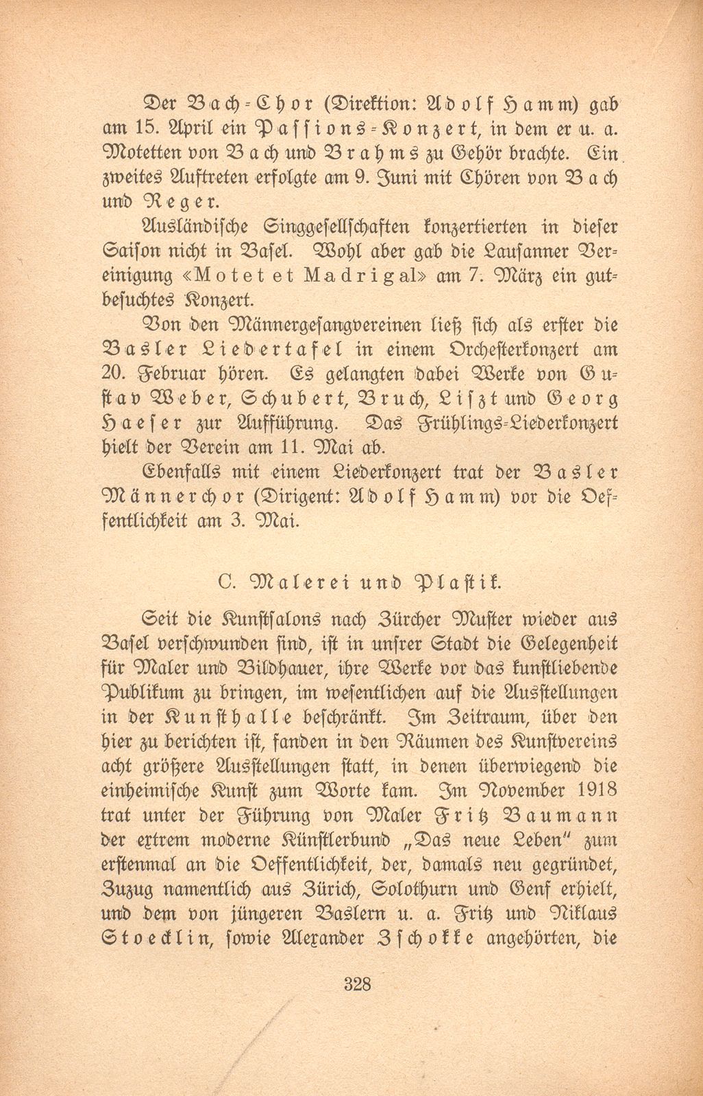 Das künstlerische Leben in Basel vom 1. November 1918 bis 31. Oktober 1919 – Seite 1