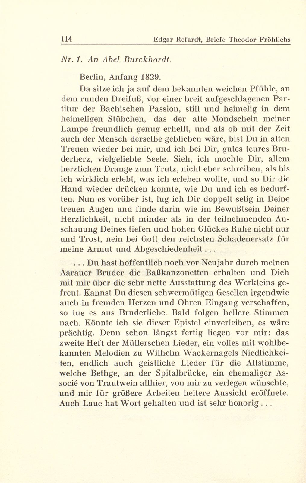 Aus Briefen Theodor Fröhlichs an Abel Burckhardt und Wilhelm Wackernagel – Seite 3