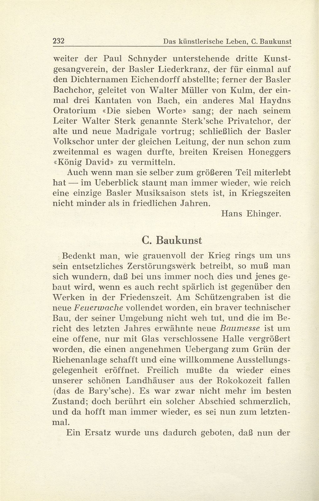 Das künstlerische Leben in Basel vom 1. Oktober 1942 bis 30. September 1943 – Seite 1