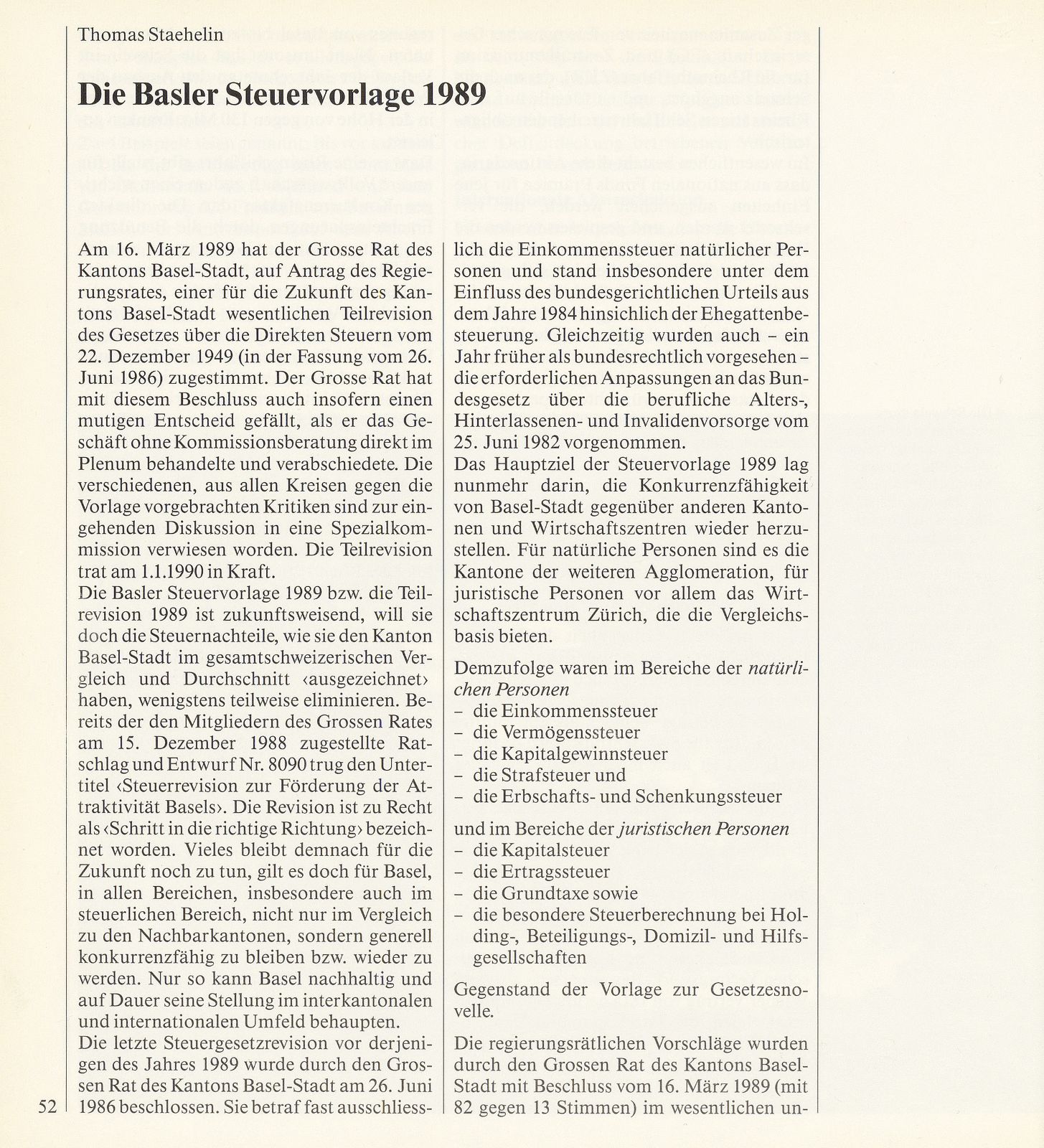 Die Basler Steuervorlage 1989 – Seite 1