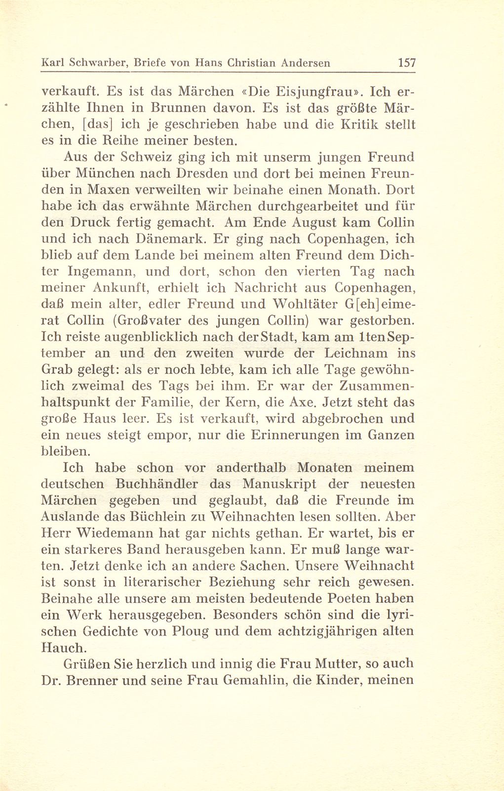 Briefe des Märchendichters Hans Christian Andersen an den Basler Kunstmaler Gustav Adolf Amberger – Seite 18