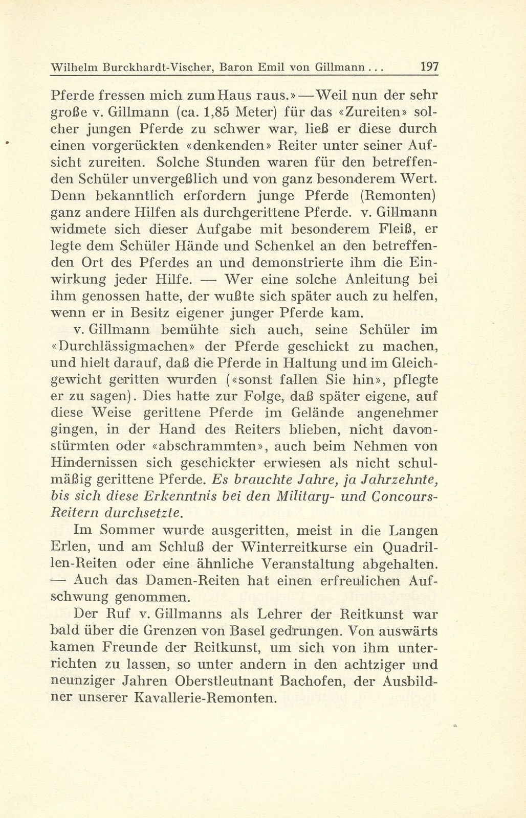 Baron Emil von Gillmann und die Entwicklung der Reitkunst in Basel – Seite 16