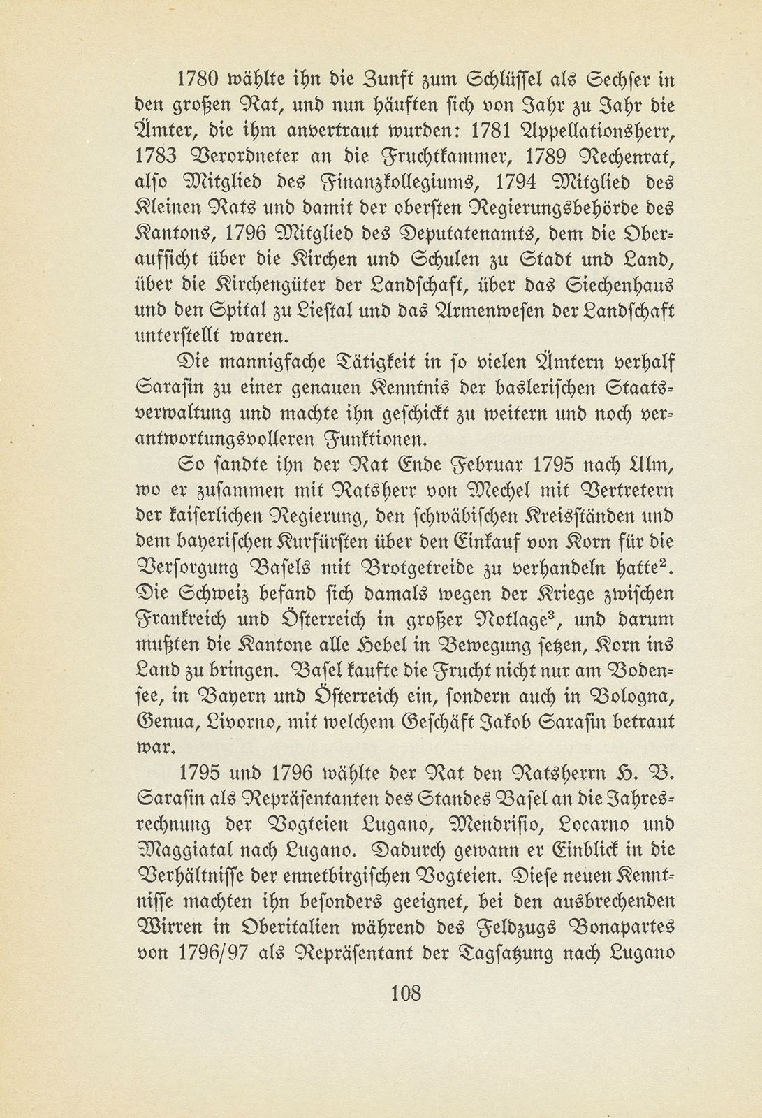 Hans Bernhard Sarasin als Gesandter Basels an der Konsulta in Paris – Seite 2