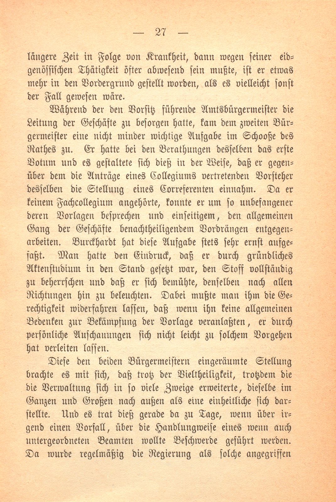 Erinnerungen an Carl Felix Burckhardt und Gottlieb Bischoff, Bürgermeister und Staatsschreiber zu Basel – Seite 27