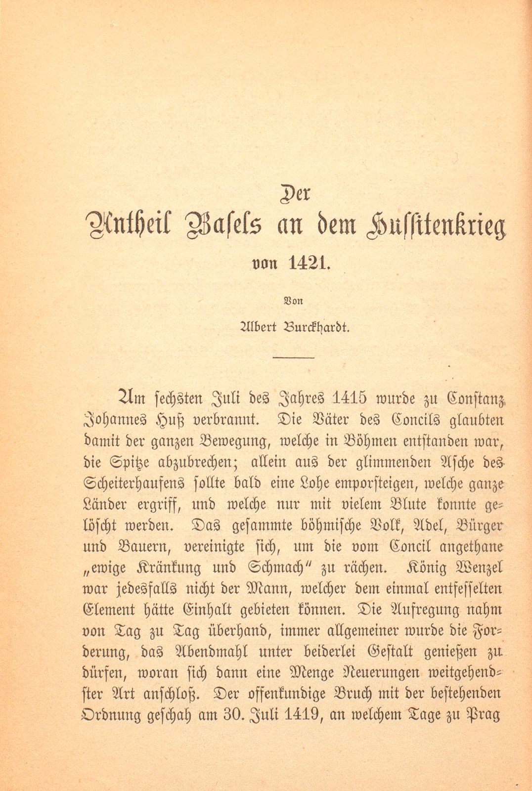 Der Antheil Basels an dem Hussitenkrieg von 1421 – Seite 1