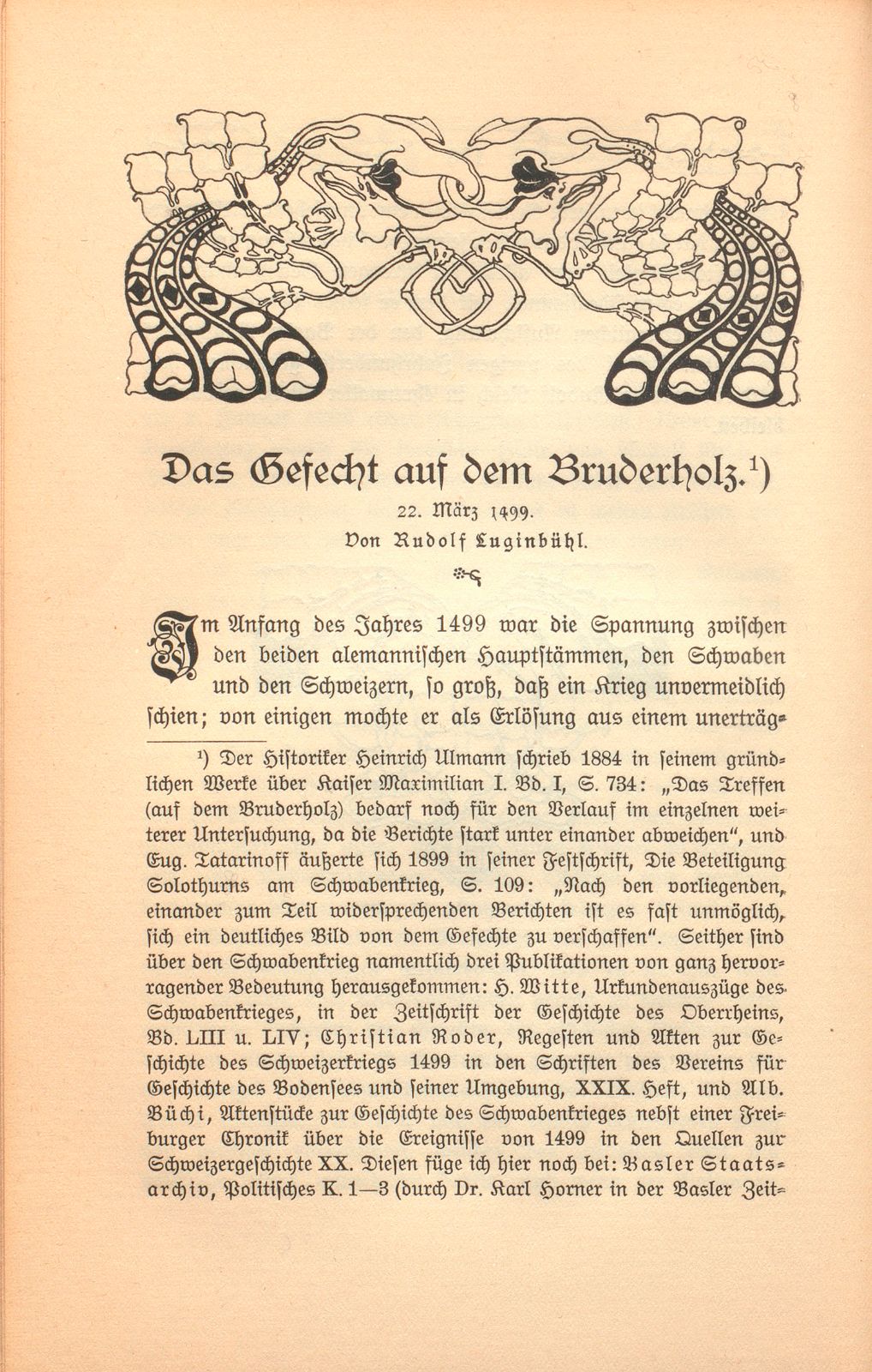 Das Gefecht auf dem Bruderholz. 22. März 1499 – Seite 1