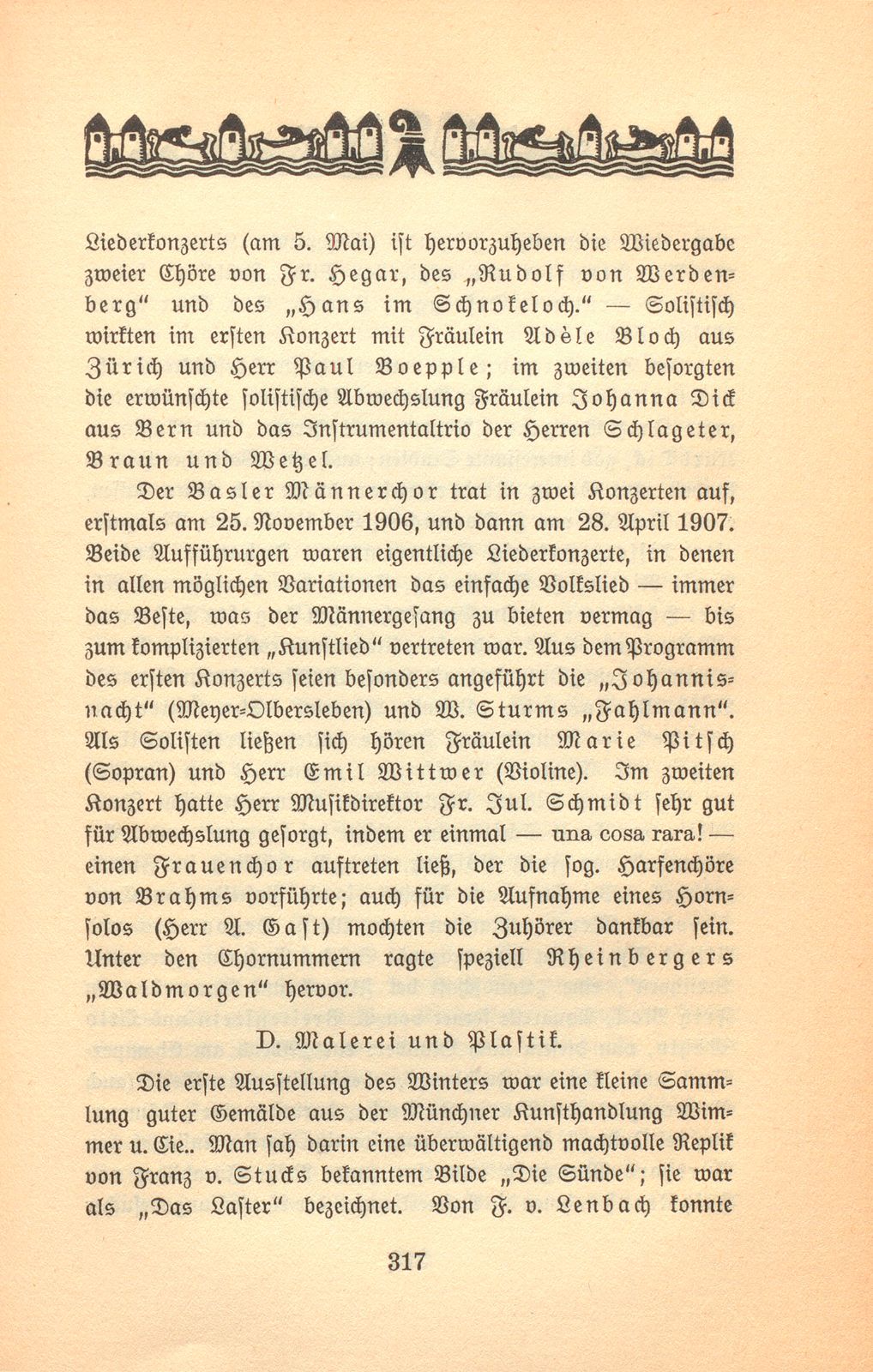 Das künstlerische Leben in Basel vom 1. November 1906 bis 31. Oktober 1907 – Seite 1