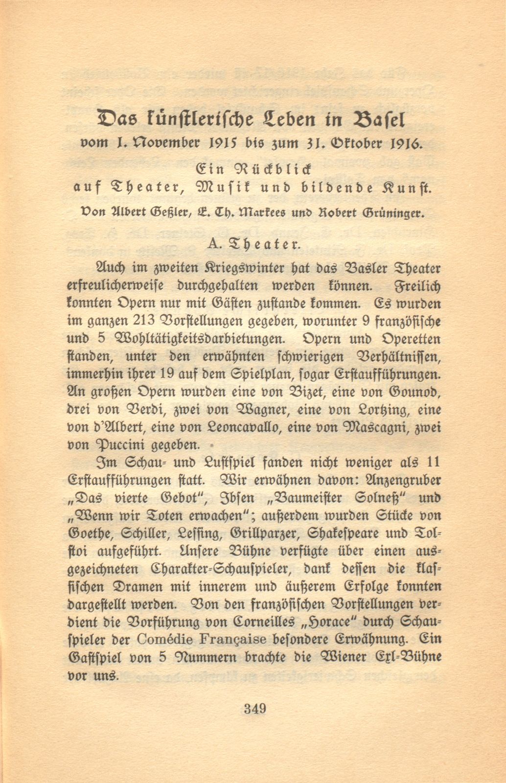 Das künstlerische Leben in Basel vom 1. November 1915 bis 31. Oktober 1916 – Seite 1