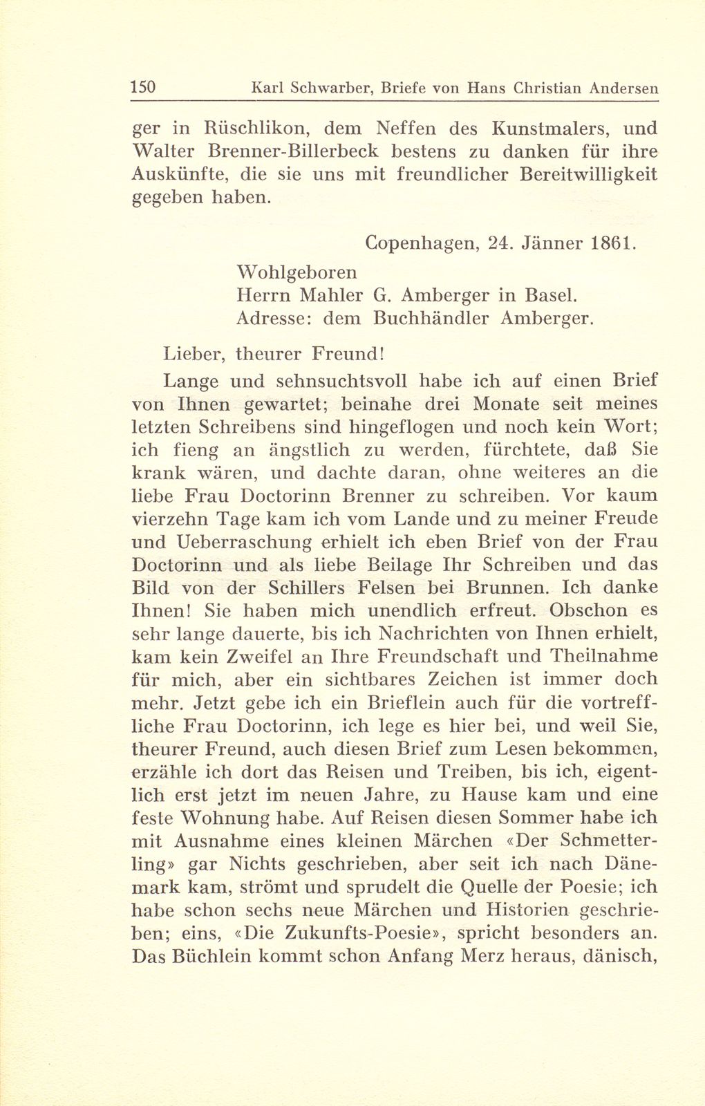 Briefe des Märchendichters Hans Christian Andersen an den Basler Kunstmaler Gustav Adolf Amberger – Seite 11