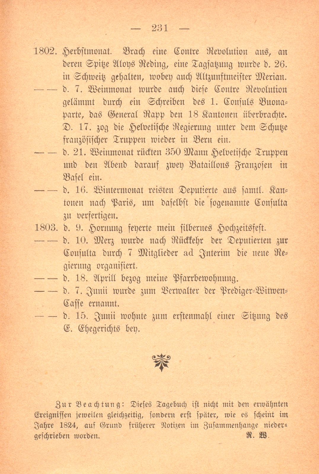 Auszüge aus dem Tagebuch von Pfarrer Johann Jakob Faesch zu St. Theodor – Seite 9