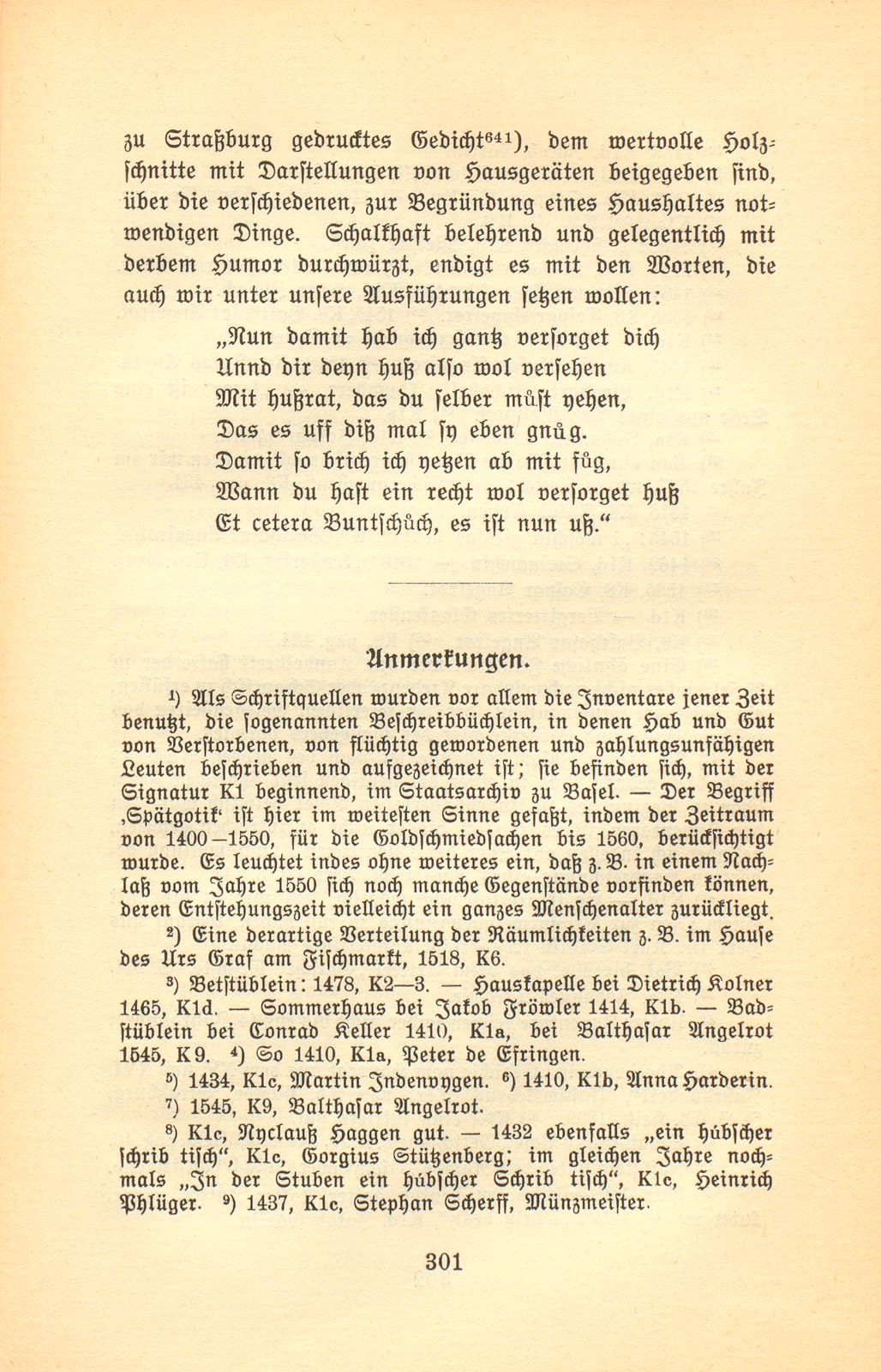 Der Basler Hausrat im Zeitalter der Spätgotik. (An Hand der schriftlichen Überlieferung.) – Seite 61