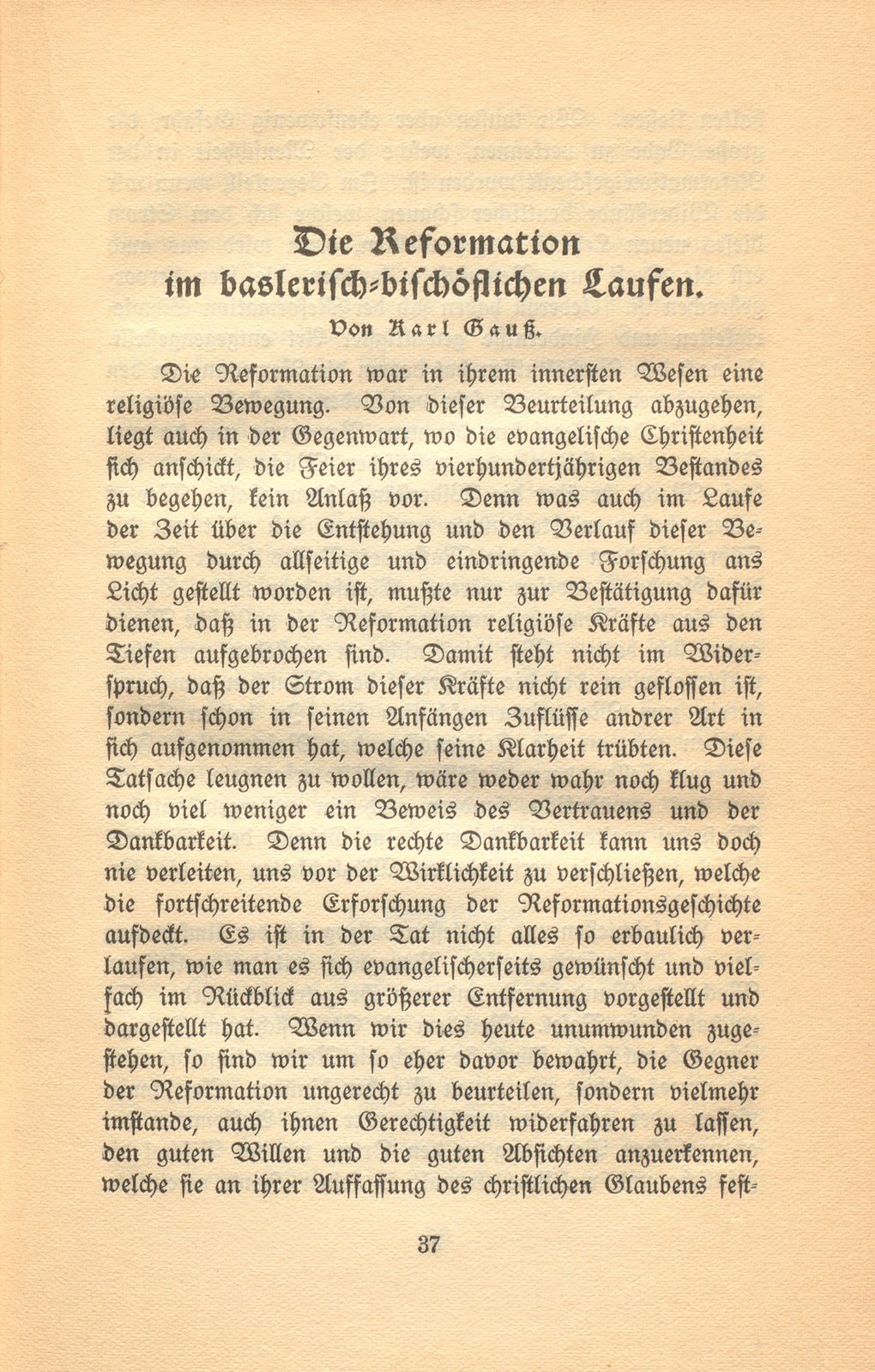 Die Reformation im baslerisch-bischöflichen Laufen – Seite 1