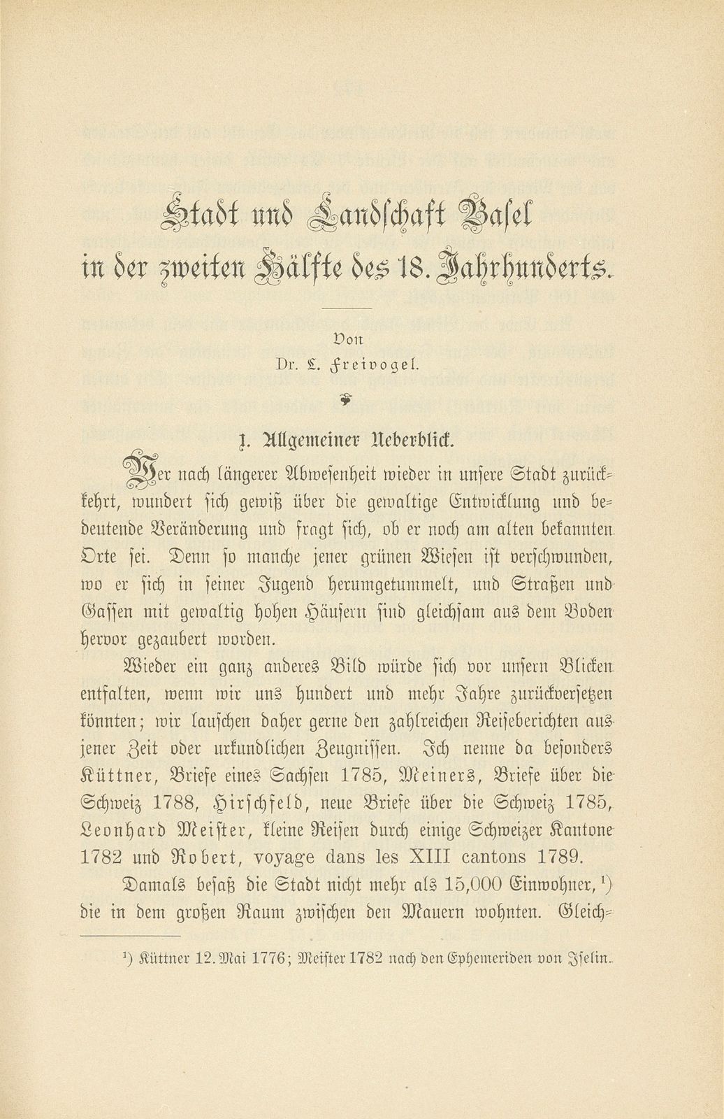 Stadt und Landschaft Basel in der zweiten Hälfte des 18. Jahrhunderts – Seite 1