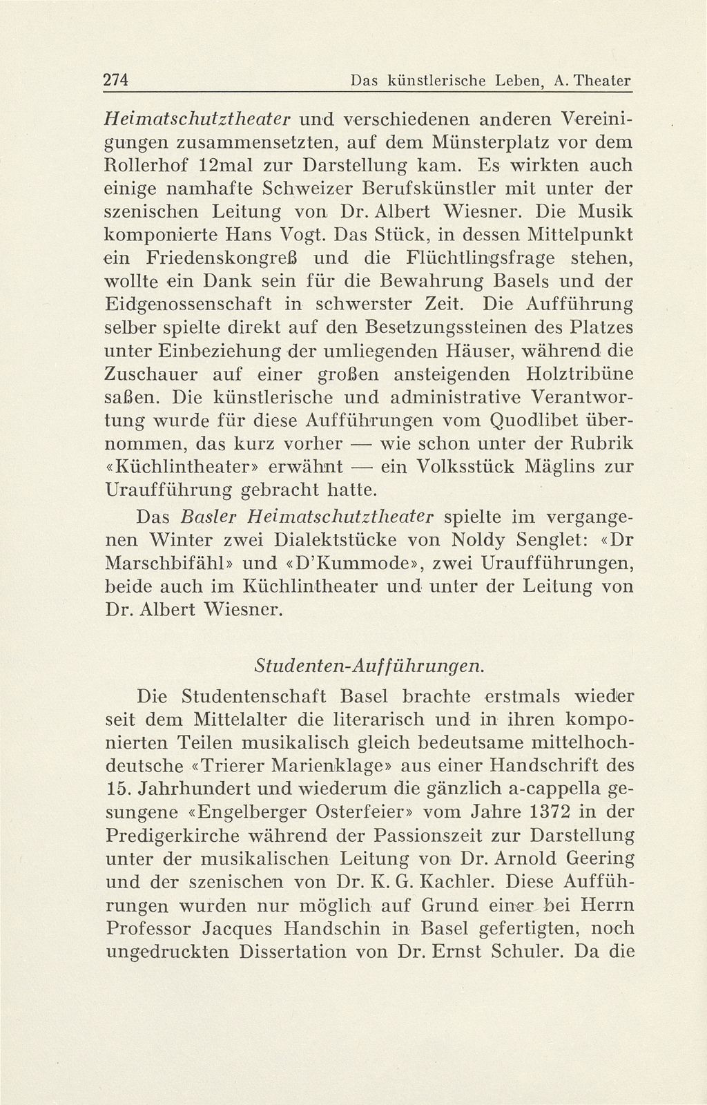 Das künstlerische Leben in Basel vom 1. Oktober 1944 bis 30. September 1945 – Seite 10