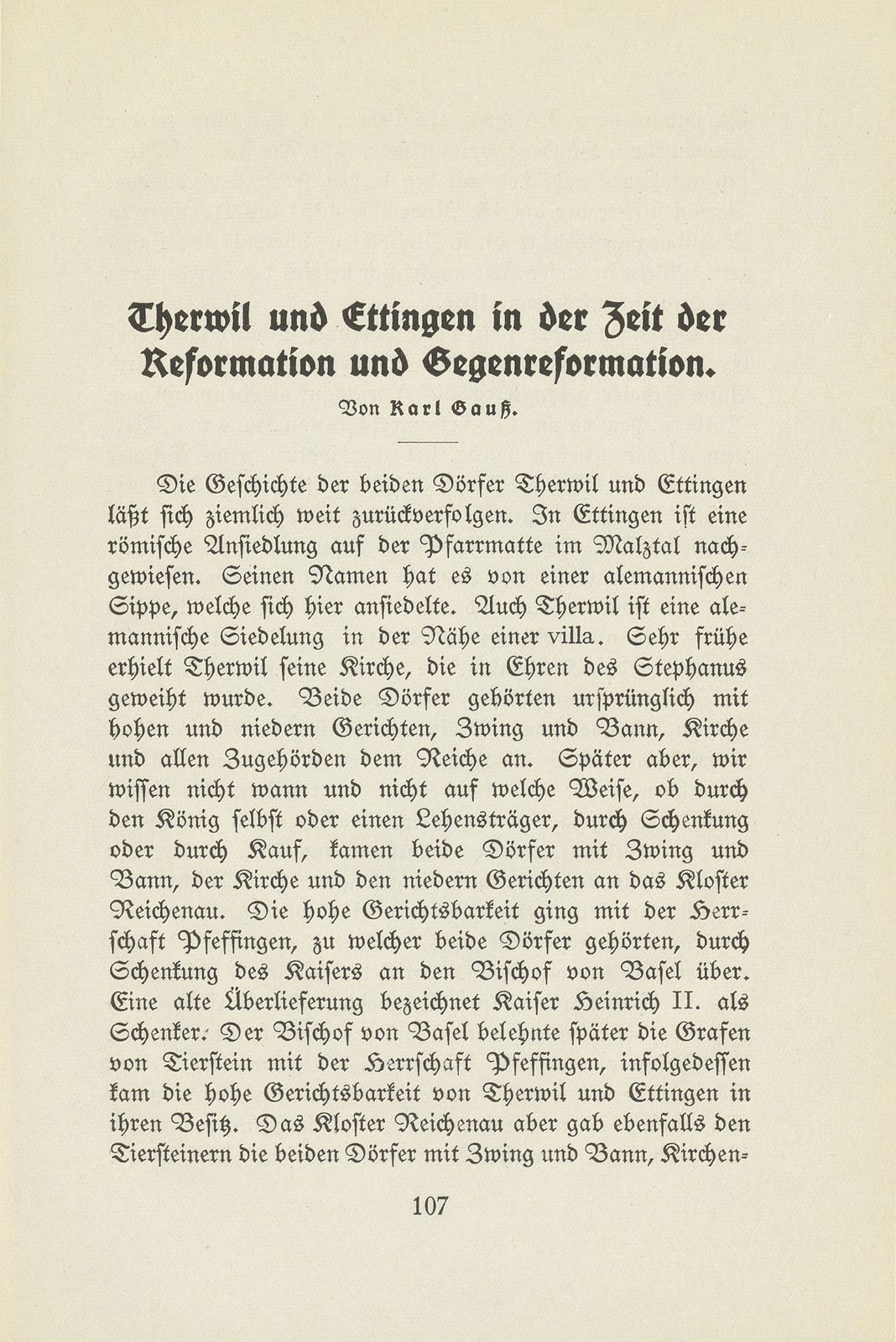 Therwil und Ettingen in der Zeit der Reformation und Gegenreformation – Seite 1