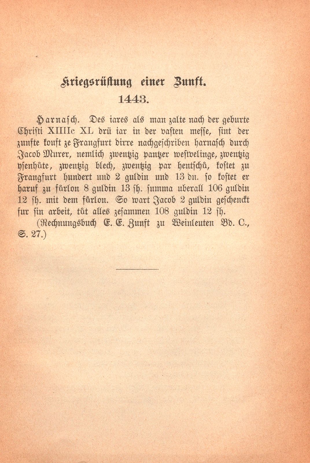 Miscellen: Kriegsrüstung einer Zunft. 1443 – Seite 1