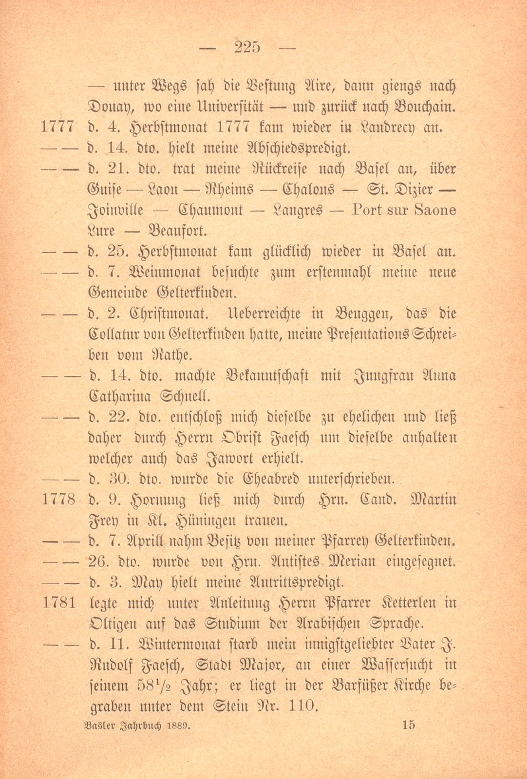 Auszüge aus dem Tagebuch von Pfarrer Johann Jakob Faesch zu St. Theodor – Seite 4