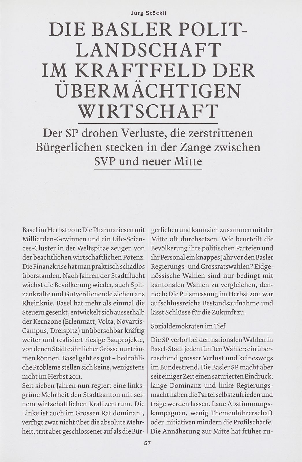 Die Basler Politlandschaft im Kraftfeld der übermächtigen Wirtschaft – Seite 1