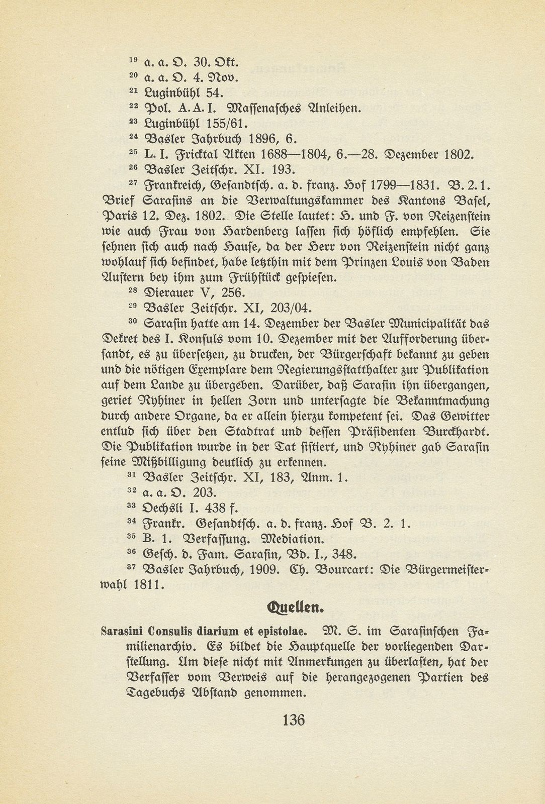 Hans Bernhard Sarasin als Gesandter Basels an der Konsulta in Paris – Seite 30