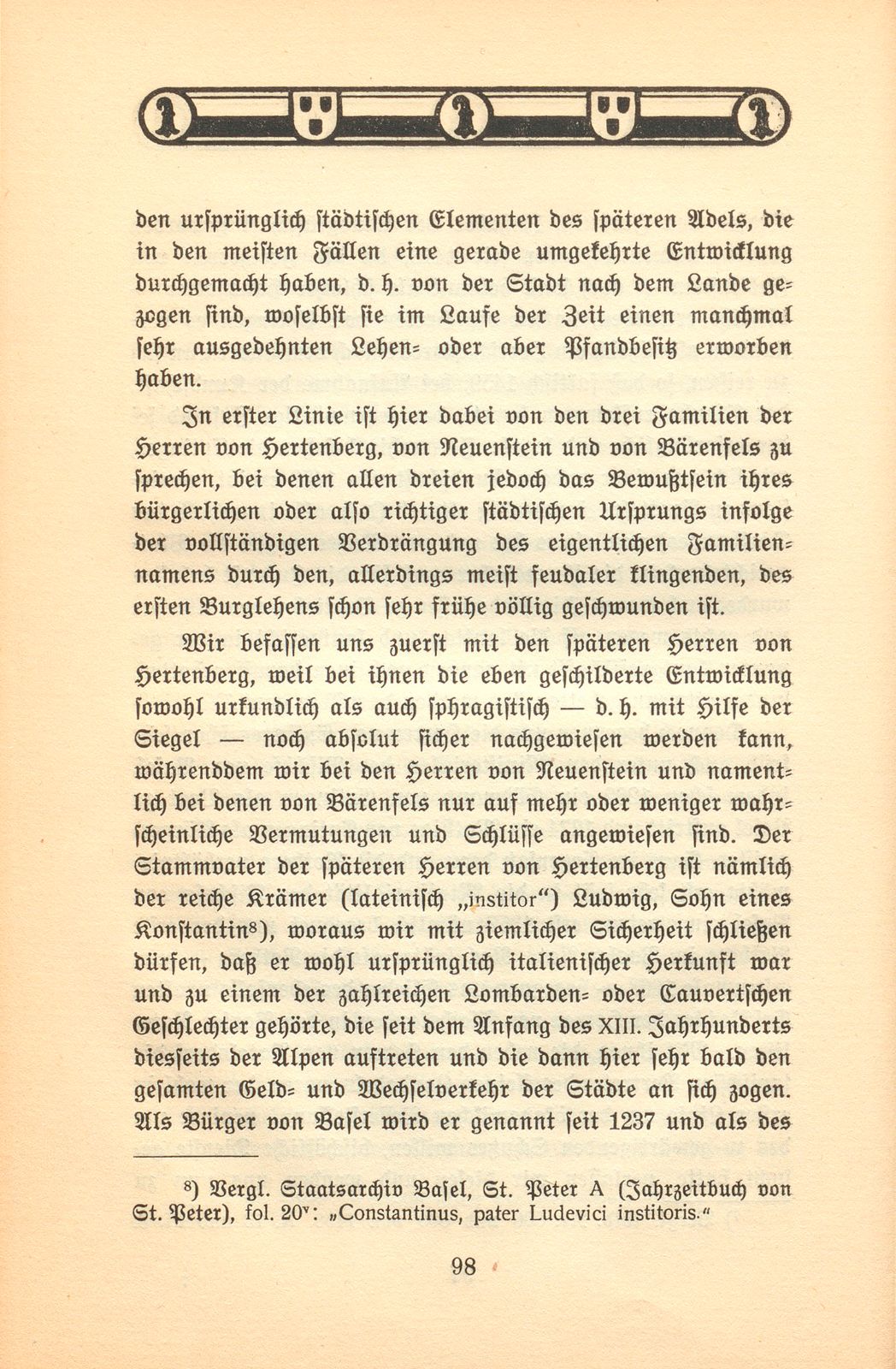 Herkunft und Stellung von Adel und Patriziat zu Basel im XIII. bis XV. Jahrhundert – Seite 7