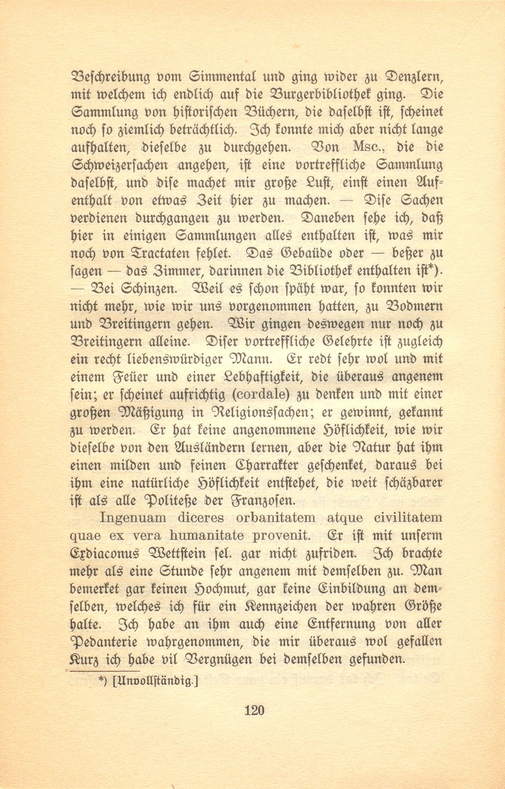 Isaak Iselins Reisetagebuch 1754 – Seite 25