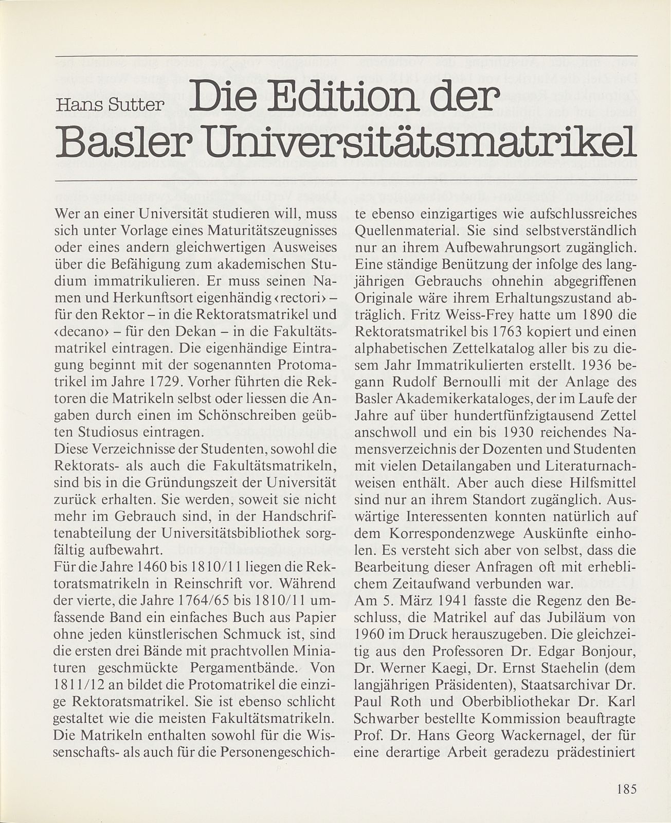 Die Edition der Basler Universitätsmatrikel – Seite 1