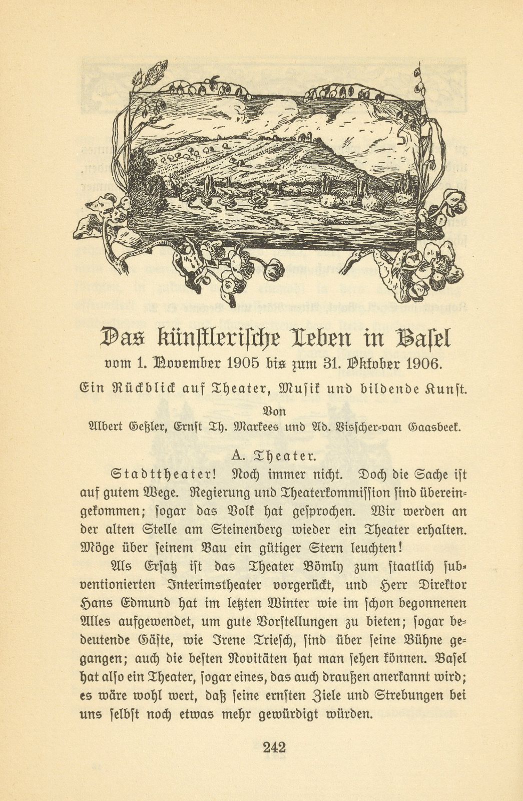 Das künstlerische Leben in Basel vom 1. November 1905 bis 31. Oktober 1906 – Seite 1