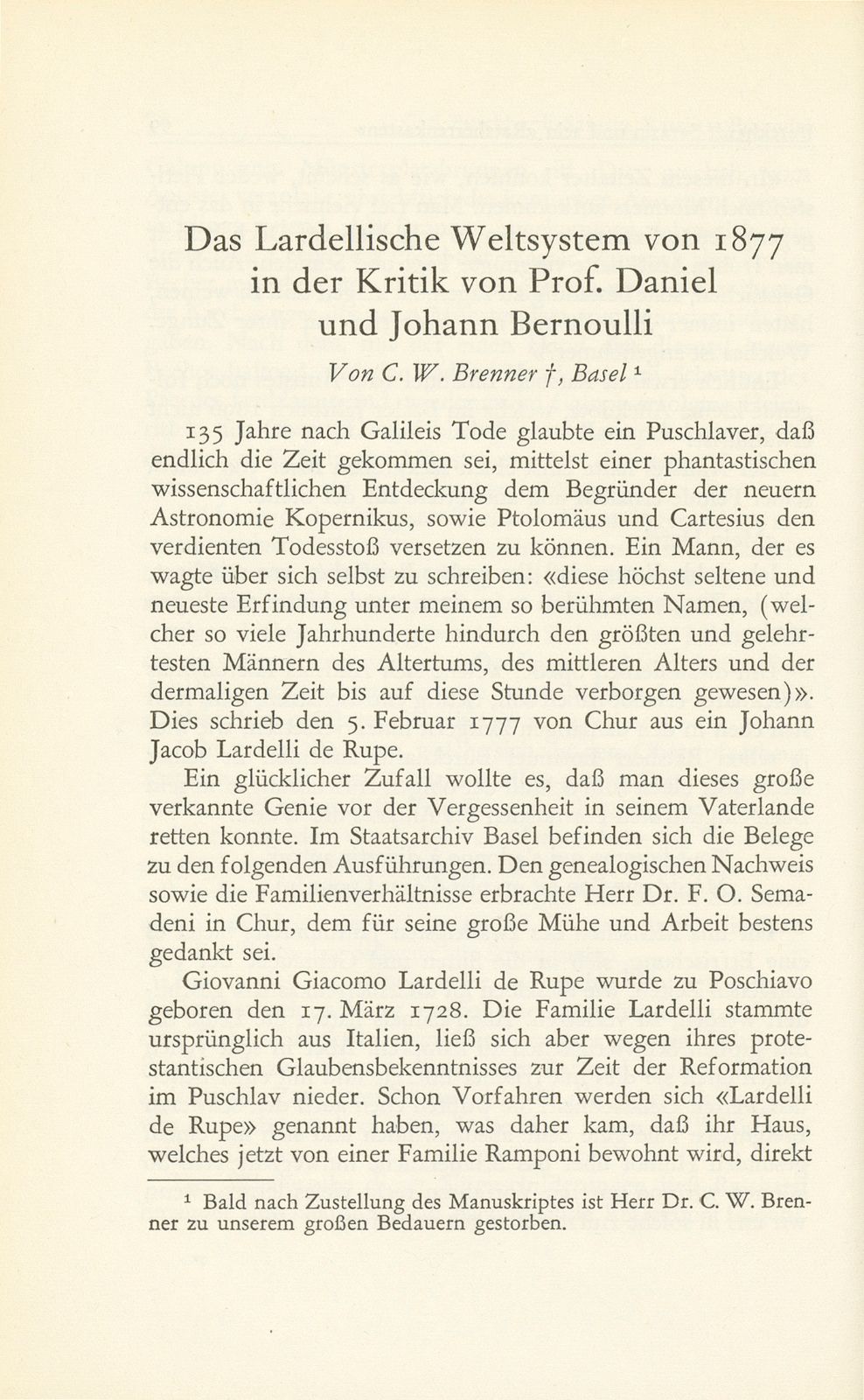 Das Lardellische Weltsystem von 1777 in der Kritik von Daniel und Johann Bernoulli – Seite 1