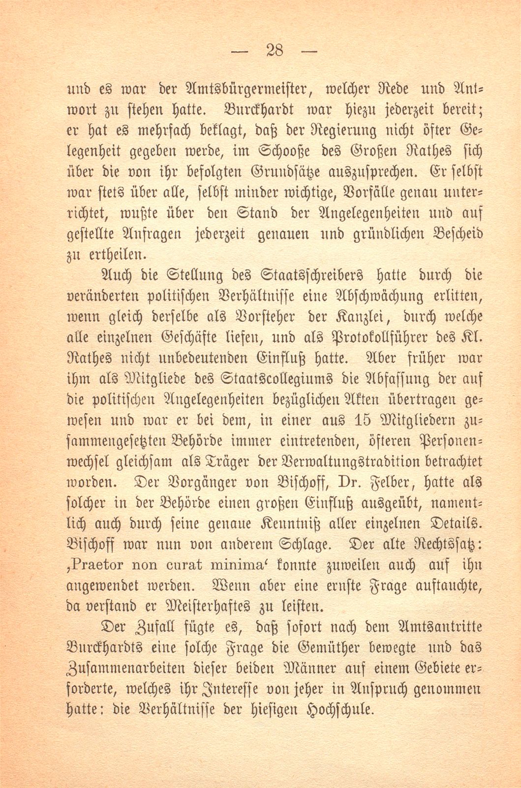 Erinnerungen an Carl Felix Burckhardt und Gottlieb Bischoff, Bürgermeister und Staatsschreiber zu Basel – Seite 28