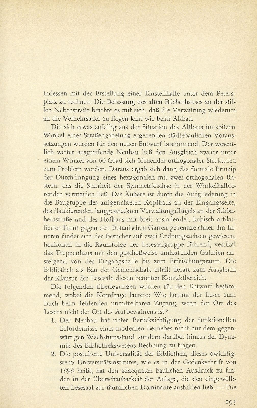 Der Neubau der Basler Universitätsbibliothek (Bauzeit 1962-1968 in zwei Etappen) – Seite 6