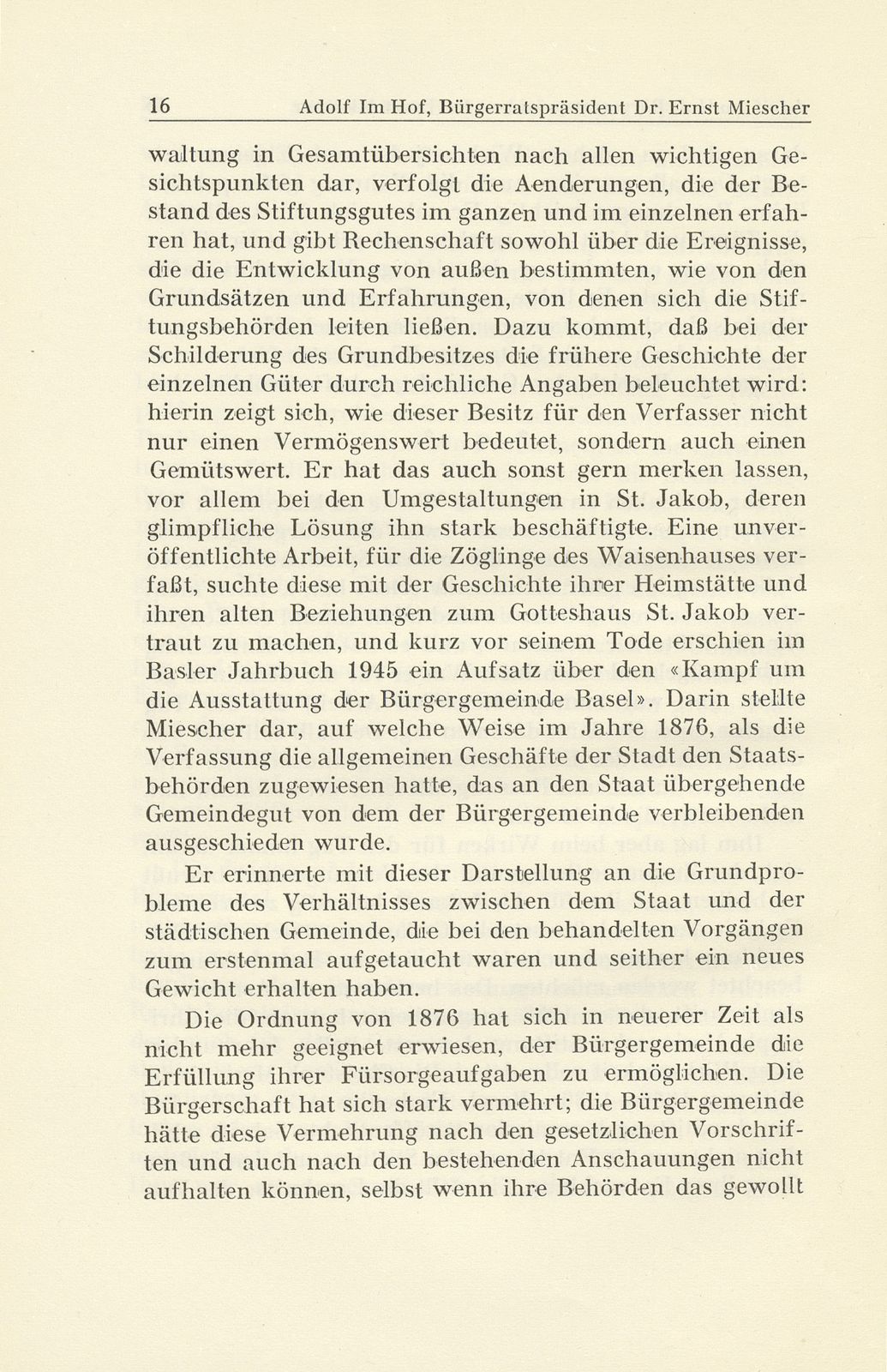 Bürgerratspräsident Dr. Ernst Miescher. 25. November 1872 bis 16. Februar 1945 – Seite 10