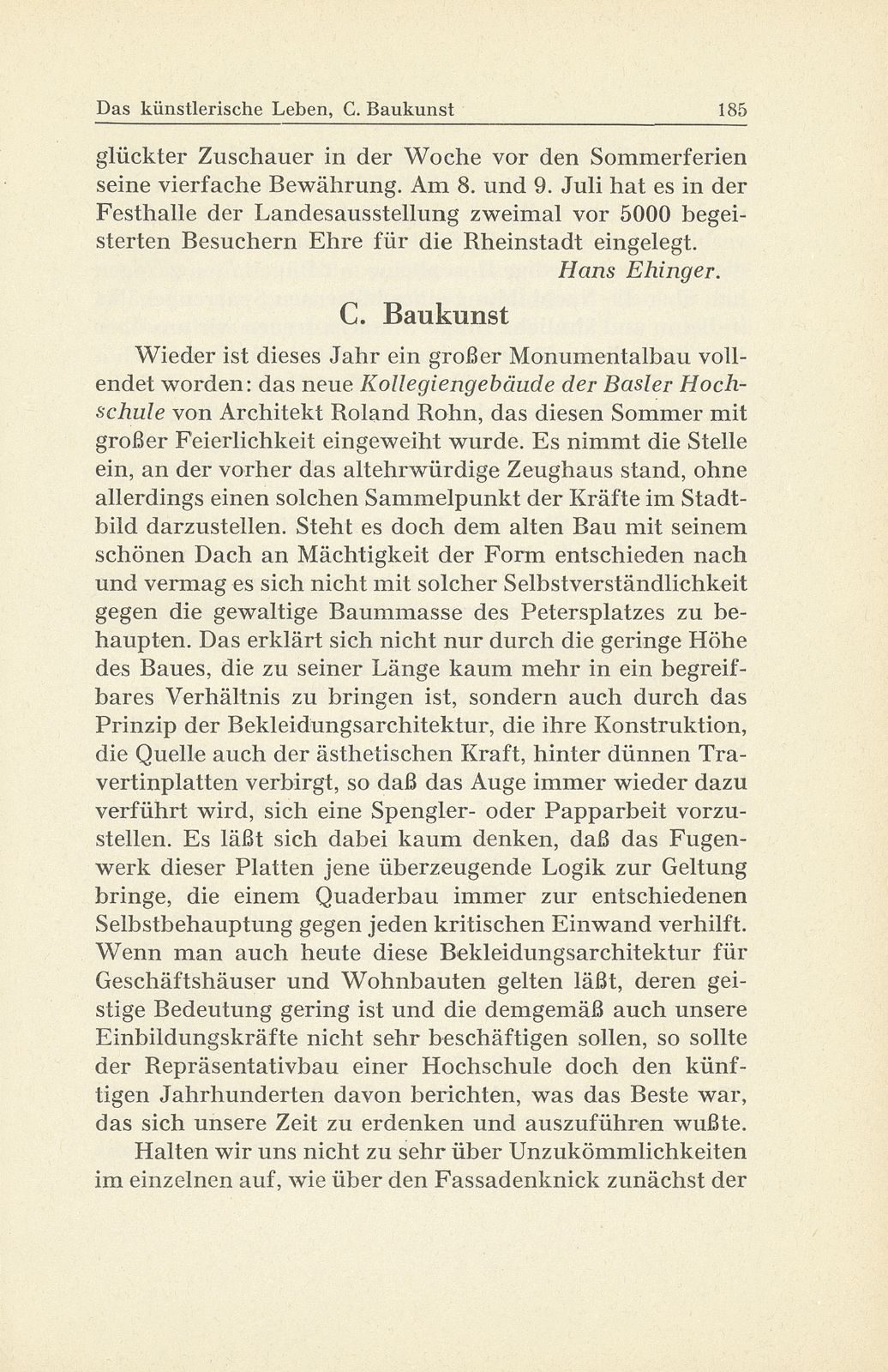 Das künstlerische Leben in Basel vom 1. Oktober 1938 bis 30. September 1939 – Seite 1