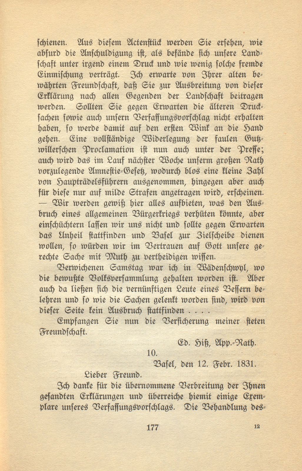 Aus den Briefen eines Baslers vor hundert Jahren [Eduard His-La Roche] – Seite 11