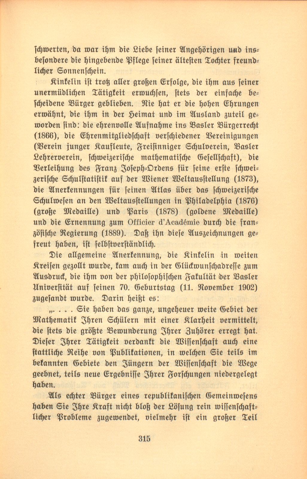 Prof. Dr. Hermann Kinkelin. 11. November 1832 bis 2. Januar 1913 – Seite 14