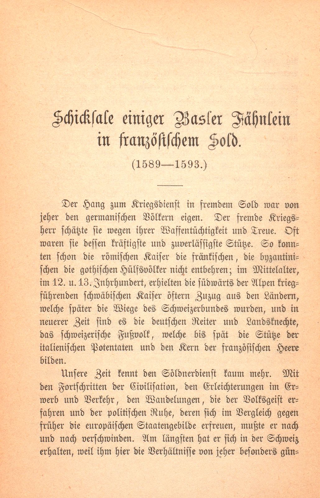 Schicksal einiger Basler Fähnlein in französischem Sold. (1589-1593.) – Seite 1