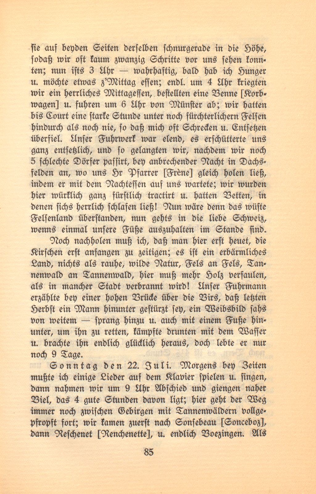 Kleine Reise nach den vaterländischen Eisbergen und durch einen Teil der Schweiz gethan im Julio 1791 [Aufzeichnungen von Daniel Kraus] – Seite 6