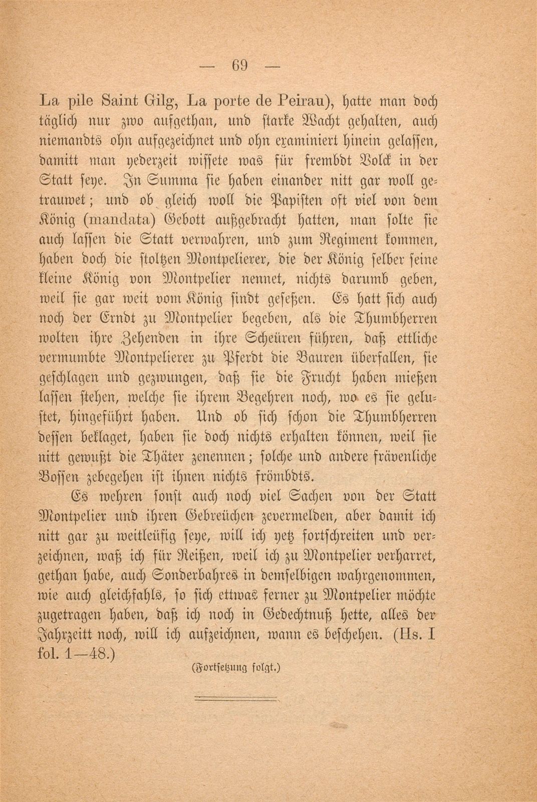 Beschreibung Thomä Platters Reyssen, die er von Basell auss in Franckreich gethan hatt anno 1595 – Seite 57